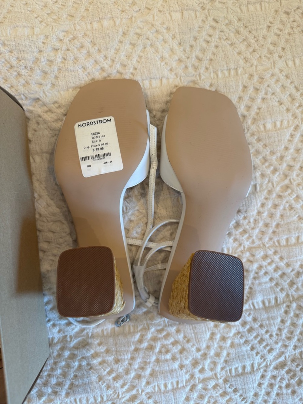 Steve Madden White Slingback Block Heel Sandals - Picture 3 of 6